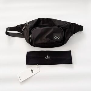 ALO Yoga Black Belt Bag and Headband